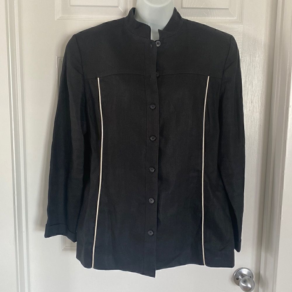 Ellen Tracy Company Women’s Black Linen Jacket Blazer Size 14
